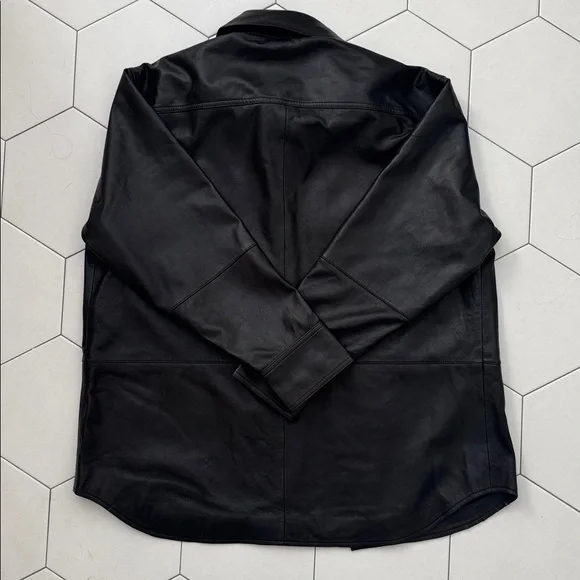 Madewell Washed Leather Shirt Jacket Sz M $398 NWT *RARE* - Picture 6 of 6